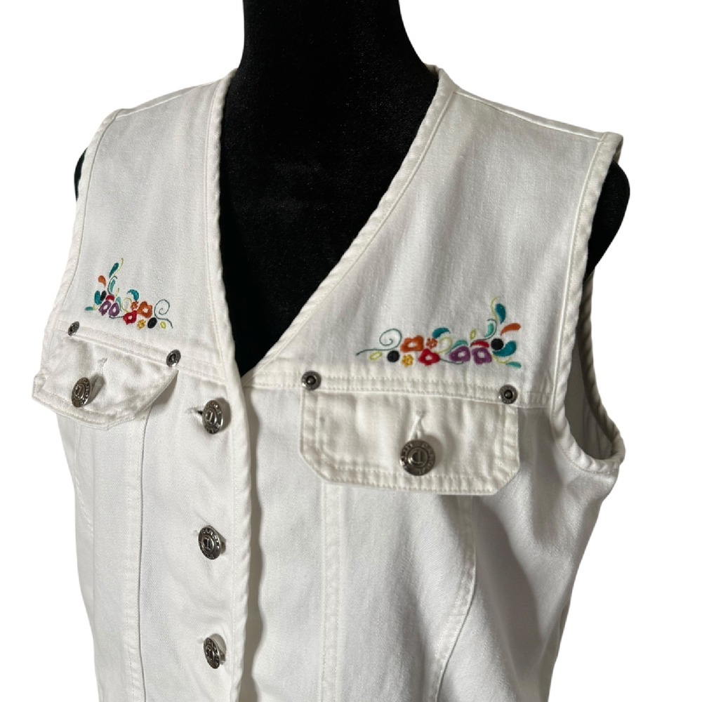 Vintage Carole Little Denim Skirt Set‎ Embroidered Prairie Size M Cowgirl BOHO - Picture 6 of 13
